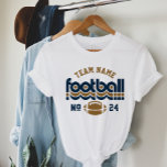 Custom Football Team Blue and Brown Women's Tri-Blend Shirt<br><div class="desc">Benutzerdefinierter Fußball Name und Spielernummer T - Shirt für Mama - im White Design für Fußballmütter gezeigt,  sind Retrobuchstaben und Sondertexte enthalten,  die mit einem Mannschaftsnamen und der Jerseynummer des Spielers personalisiert werden können. Navy Blau und goldbraun können individuell angepasst werden.</div>