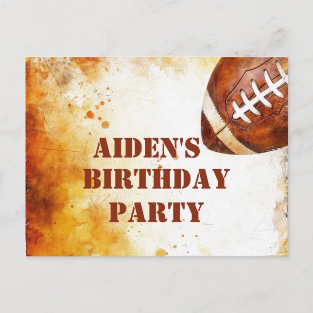 Custom Football Thema Geburtstagsparty Feiertagspostkarte (Vorderseite)