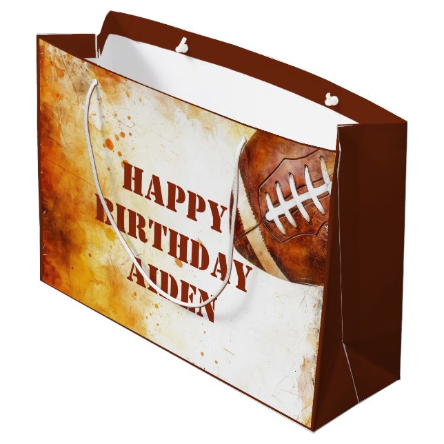 Custom Football Theme Party Große Geschenktüte (Rückseite Schrägansicht)