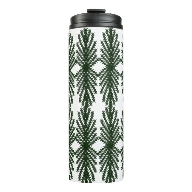 Custom Forest Green Pine Tree Abstract Pattern Thermosbecher (Vorderseite)
