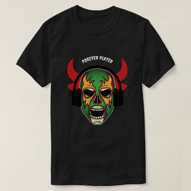 Custom Forever Player Farbenfroher Schädel Buffalo T-Shirt (Design vorne)