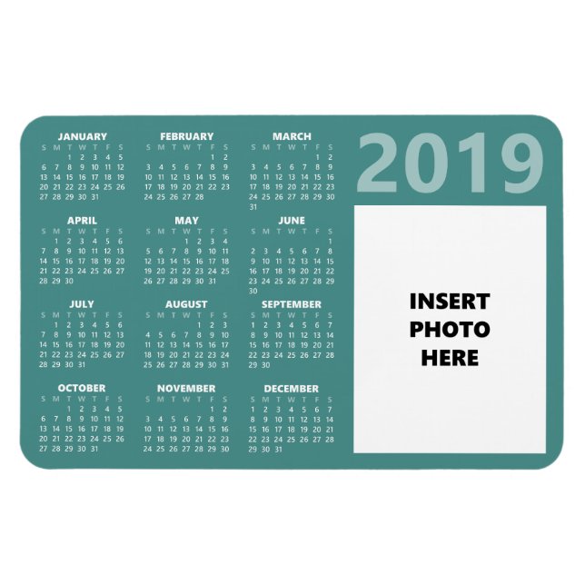 Custom Foto 2019 Calendar Magnet - Aquamarin (Horizontal)
