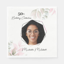 Custom Foto 50. Geburtstag Blumenpapier Napkin