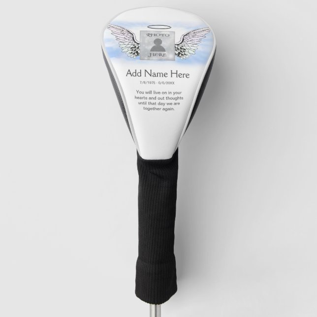 Custom Foto Angel Wings and Heart Memorial Golf Headcover (Vorderseite)