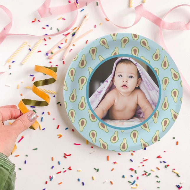 Custom Foto Avocado Pattern Party Pappteller (Custom Photo Avocado Pattern Party Paper Plates)