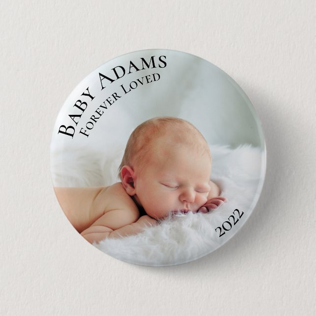 Custom Foto Baby Beerdigung für immer geliebt Button (Vorderseite)