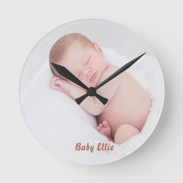 Custom Foto Baby Runde Wanduhr (Vorderseite)