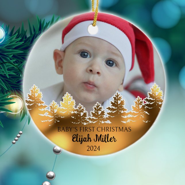 Custom Foto Baby's First Christmas Keramik Ornament (Von Creator hochgeladen)