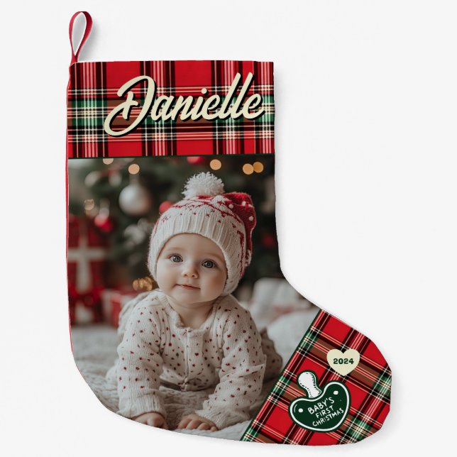 Custom Foto Baby's First Christmas Kleiner Weihnachtsstrumpf (Vorderseite)