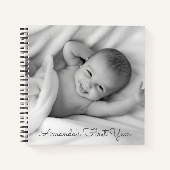 Custom Foto Baby's First Year Journal Notizbuch (Vorderseite)