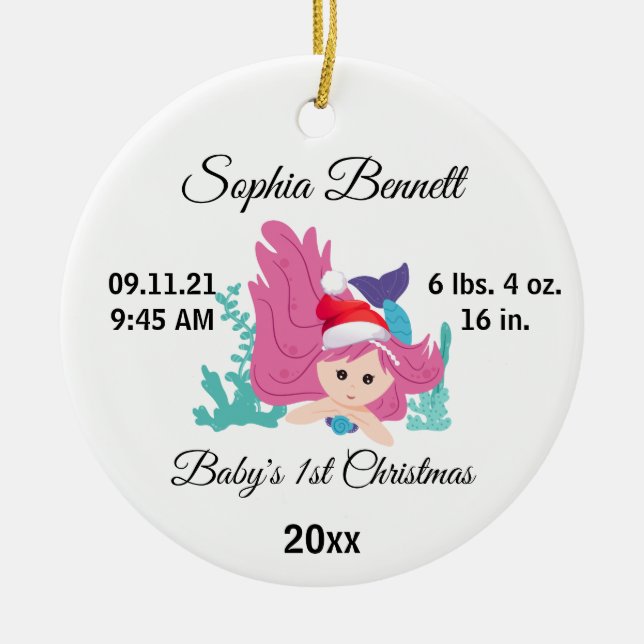 Custom Foto Baby's Girl First Christmas 2022 Keramik Ornament (Vorne)