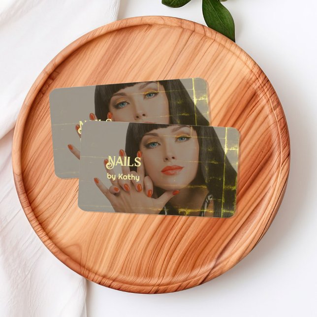 Custom Foto Background Nail Tech Visitenkarte (Nails Technician Manicurist Visiting Cards)