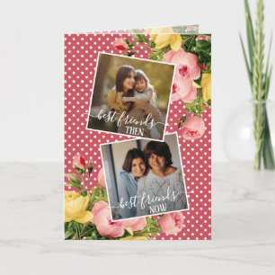 Custom Foto Best Friends Zitat Frühling Rosa Blüte Karte