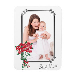 Custom Foto Best Mum Rose Bouquet Magnet