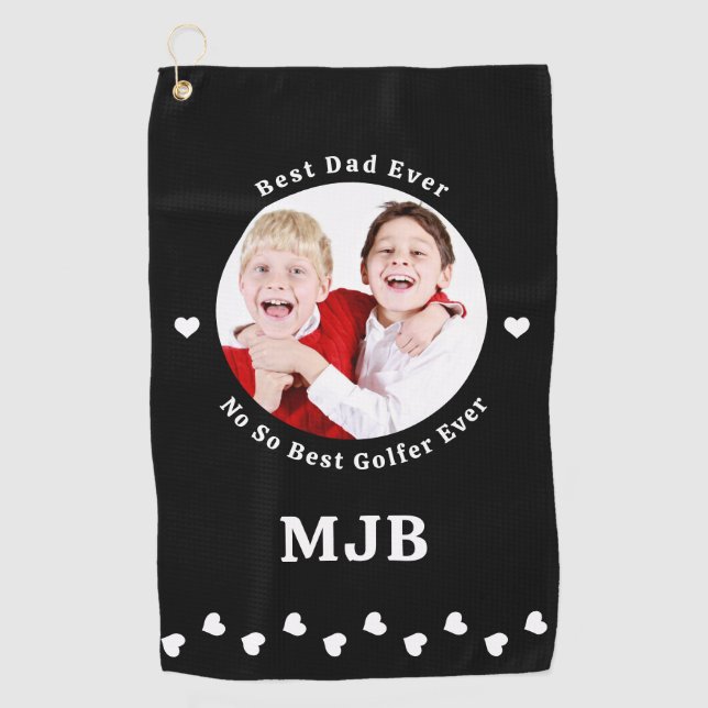 Custom Foto Best Vater Ever Funny Golfer Golfhandtuch (Vorderseite)