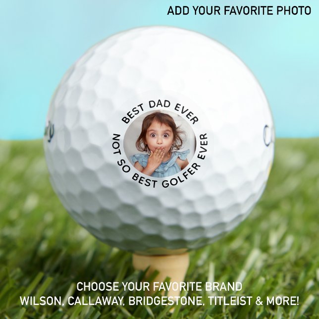Custom Foto Best Vater Ewiger Schwarz-weiß Golfball (Von Creator hochgeladen)