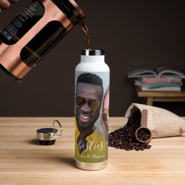Custom Foto Besties Script Friends Trinkflasche (Kaffee)