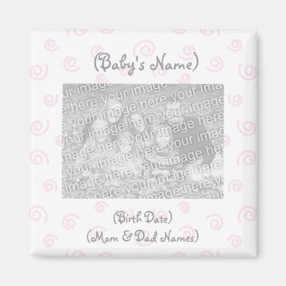 Custom Foto Birth Announcement Magnet-Baby Girl Magnet
