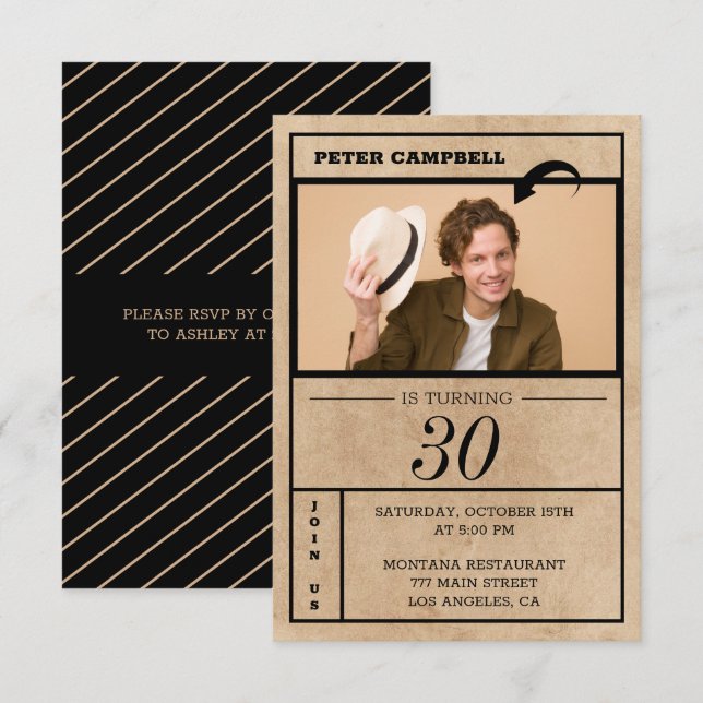 Custom Foto Birthday Einladung (Vorne/Hinten)