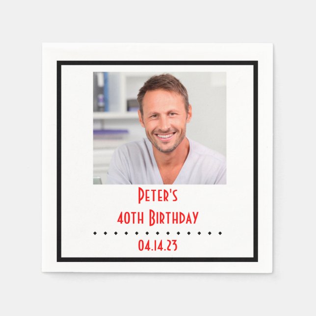 Custom Foto Birthday Paper Napkin Serviette (Vorderseite)