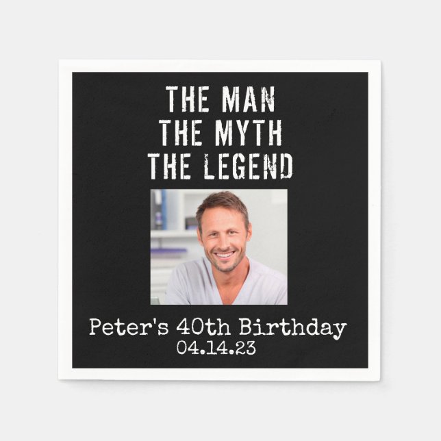 Custom Foto Birthday Paper Napkin Serviette (Vorderseite)