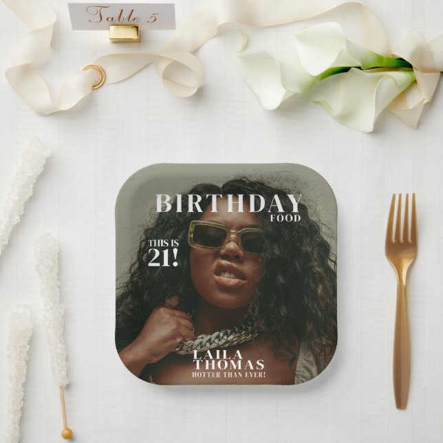 Custom Foto Birthday Party Magazine Cover Pappteller (Hochzeit)