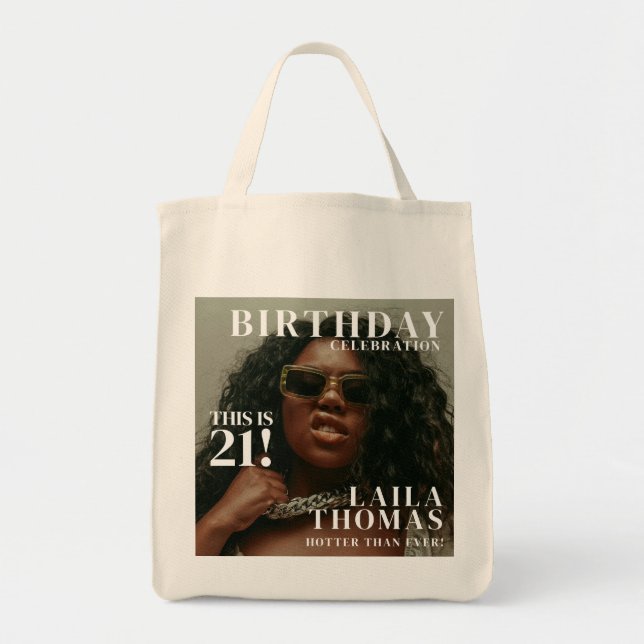Custom Foto Birthday Party Magazine Cover Tragetasche (Vorne)