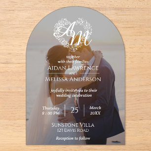 Custom Foto Black-and-White Arch Wedding Acryleinladungen