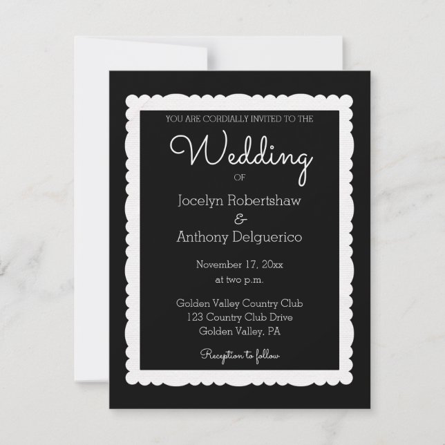 Custom Foto Black and White Wedding Einladung (Vorderseite)