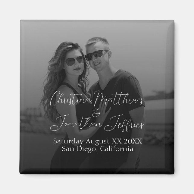 Custom Foto Black and White Wedding Magnet (Vorne)