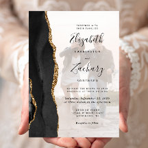 Custom Foto Black Gold Agate Hochzeit