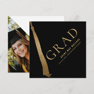 Custom Foto Black Gold Tassel Einzigartiger Abschl Dankeskarte