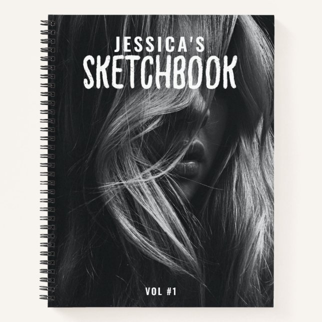 Custom Foto Black & White Artist Sketchbook Notizbuch (Vorderseite)