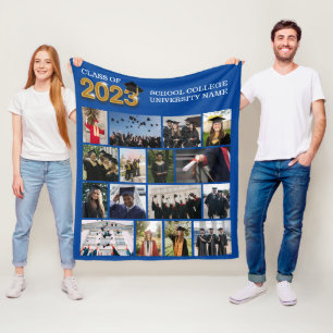 Custom Foto Blue Abschluss Class of 2023 School Fleecedecke