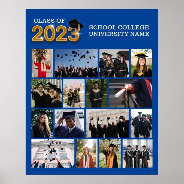 Custom Foto Blue Abschluss Class of 2023 School Poster (Vorne)