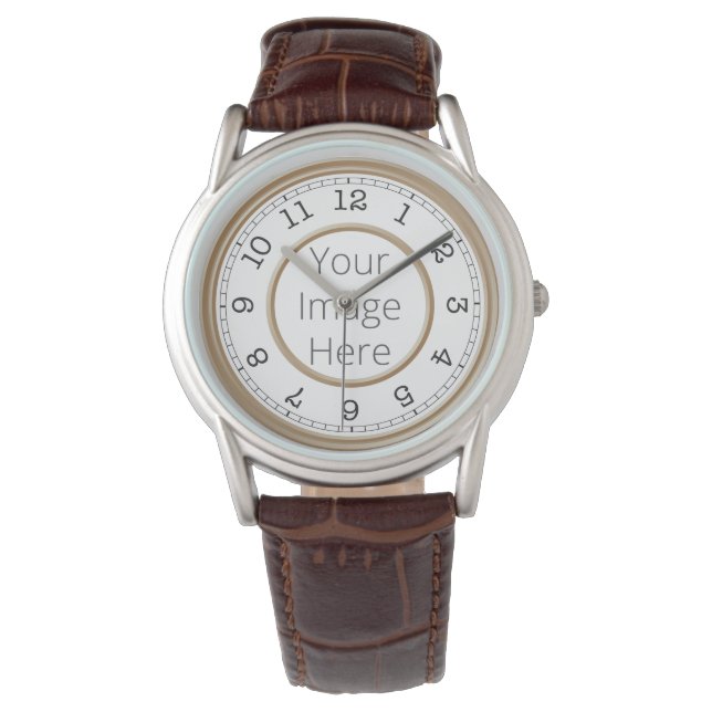 Custom Foto Brown Modern Minimalistisch Armbanduhr (Vorderseite)