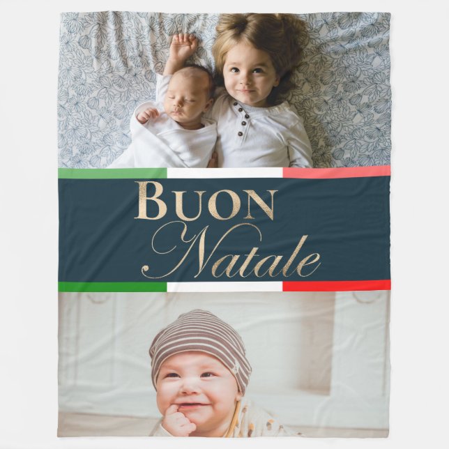 Custom Foto Buon Natale Italiale Weihnachten Fleecedecke (Vorderseite)