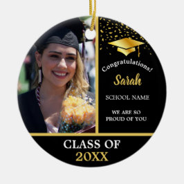 Custom Foto Class 2023 für Black & Gold Abschluss Keramik Ornament