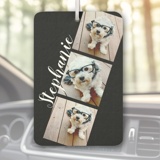 Custom Foto Collage - 3 Fotos Filmstreifen schwarz Autolufterfrischer (Custom Air Freshener with Photo Collage)