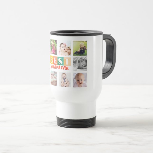 Custom Foto Collage BEST GRANDMA Grandkids Gift Reisebecher (VorderseiteRechts)