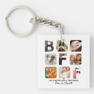 Custom Foto Collage BESTE FREUNDIN Besties Geburts Schlüsselanhänger