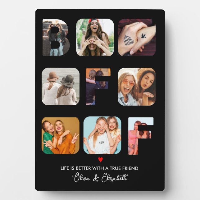 Custom Foto Collage Besties BESTE FREUNDIN Niedlic Fotoplatte (Vorderseite)