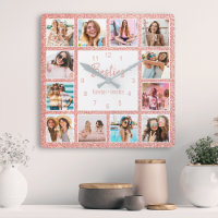 Custom Foto Collage Besties Blush Pink Glitzer