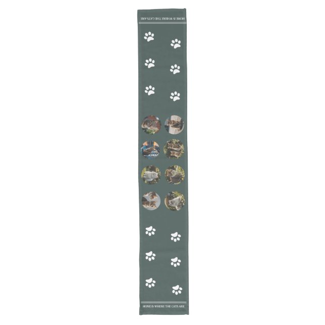 Custom Foto Collage Cats grün Großer Tischläufer (Vorderseite)
