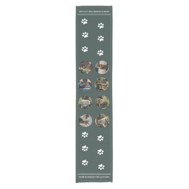 Custom Foto Collage Cats grün Kurzer Tischläufer (Vorderseite)