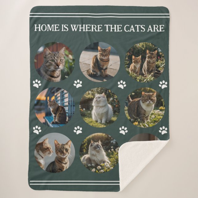 Custom Foto Collage Cats grün Sherpadecke (Vorderseite)