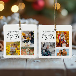 Custom Foto Collage der 2025-Familie Keramikornament