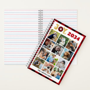 Custom Foto Collage Dog Lover Red Buffalo Kariert Notizbuch