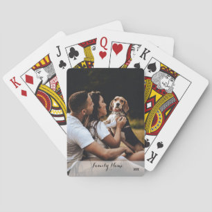 Custom Foto Collage Familienname weiße Pokerkarten