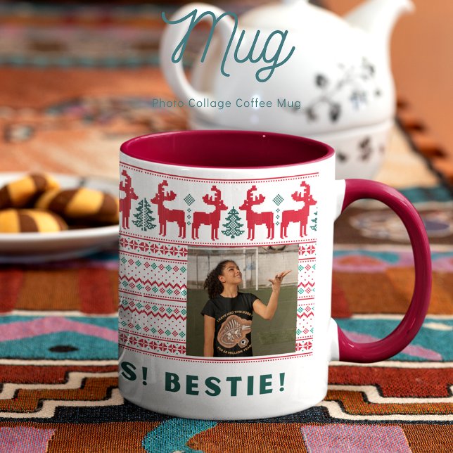 Custom Foto Collage Frohe Weihnachten Festival Tasse (Von Creator hochgeladen)
